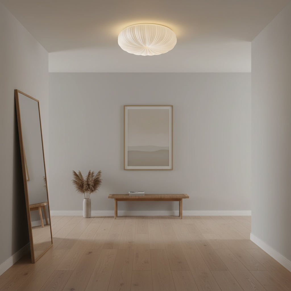 LED Flush Mount Ceiling Fixture White Acrylic 18 in Dimmable Remote Control for Bedroom Living Room Hallway Modern Low Profile Indoor Lighti