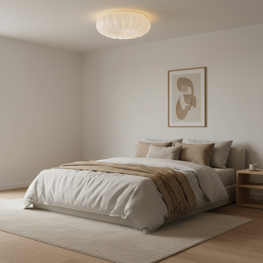 LED Flush Mount Ceiling Fixture White Acrylic 18 in Dimmable Remote Control for Bedroom Living Room Hallway Modern Low Profile Indoor Lighti