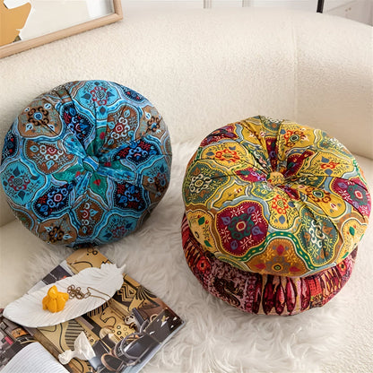 Bohara Round Cushion - Soft Microfiber, Vibrant Tribal Design