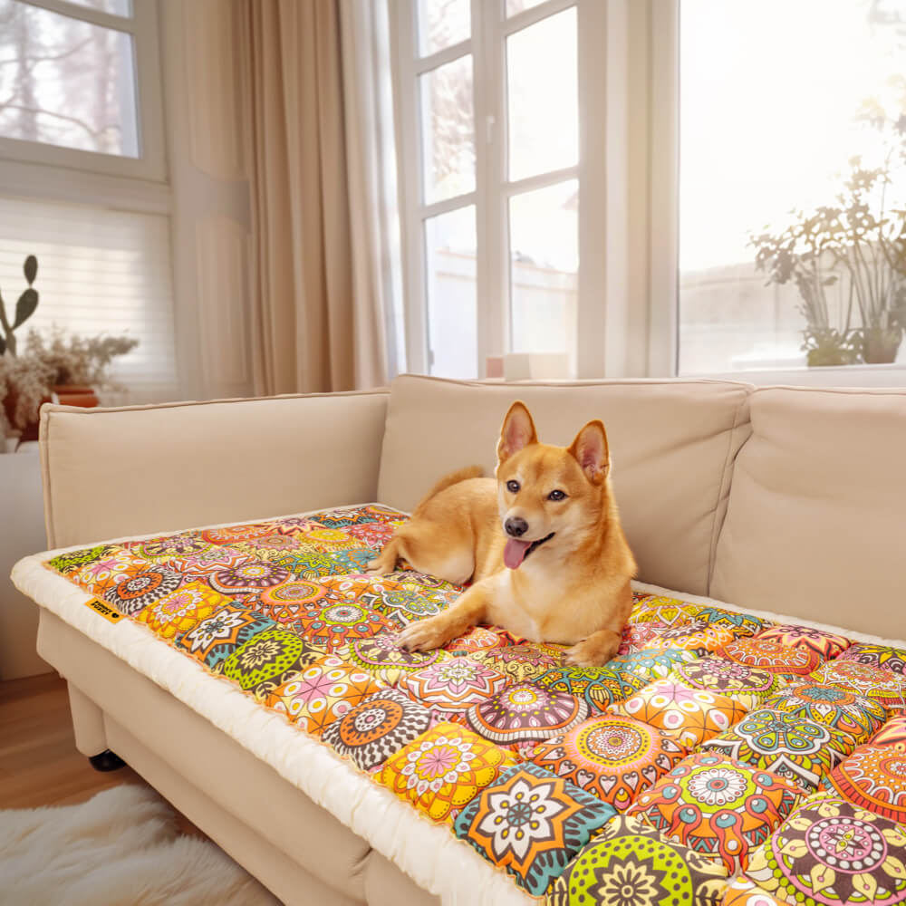 Quilted Cotton Furniture Protector Cover Anti-Slip Couch Cushion Pad for Sofa Chair Loveseat Pet-Friendly Washable Mat for Living Room