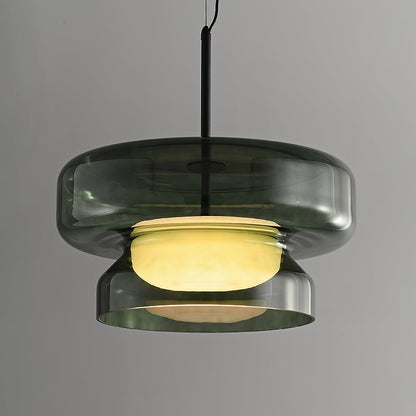 Glass Sphere Hanging Light Fixture LED Adjustable Height Brown 16 Inch Modern Ceiling Lamp for Kitchen Island Dining Room Breakfast Nook Liv