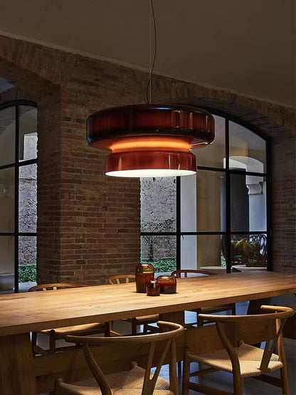 Glass Sphere Hanging Light Fixture LED Adjustable Height Brown 16 Inch Modern Ceiling Lamp for Kitchen Island Dining Room Breakfast Nook Liv