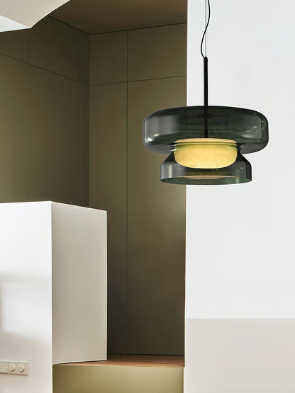 Glass Sphere Hanging Light Fixture LED Adjustable Height Brown 16 Inch Modern Ceiling Lamp for Kitchen Island Dining Room Breakfast Nook Liv
