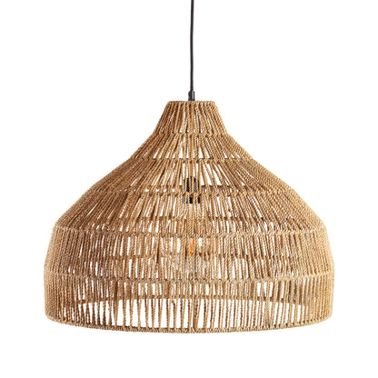 Woven Hanging Lamp Natural Fiber Shade Adjustable Height Ceiling Light for Dining Table Kitchen Island Bedroom Boho Coastal Japandi