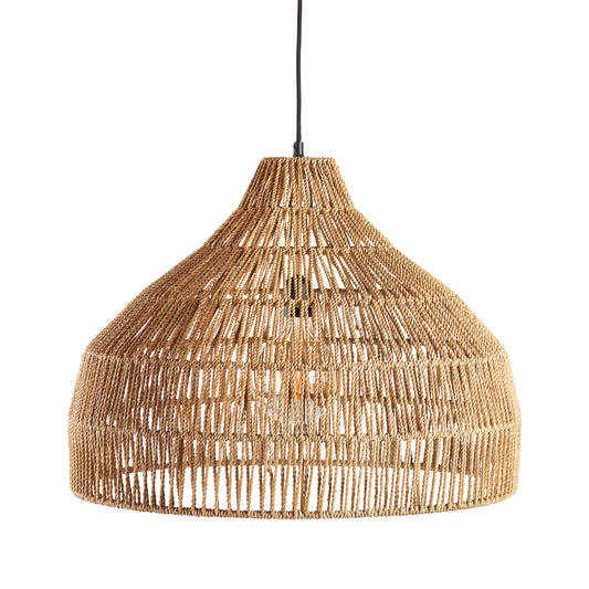 Woven Hanging Lamp Natural Fiber Shade Adjustable Height Ceiling Light for Dining Table Kitchen Island Bedroom Boho Coastal Japandi
