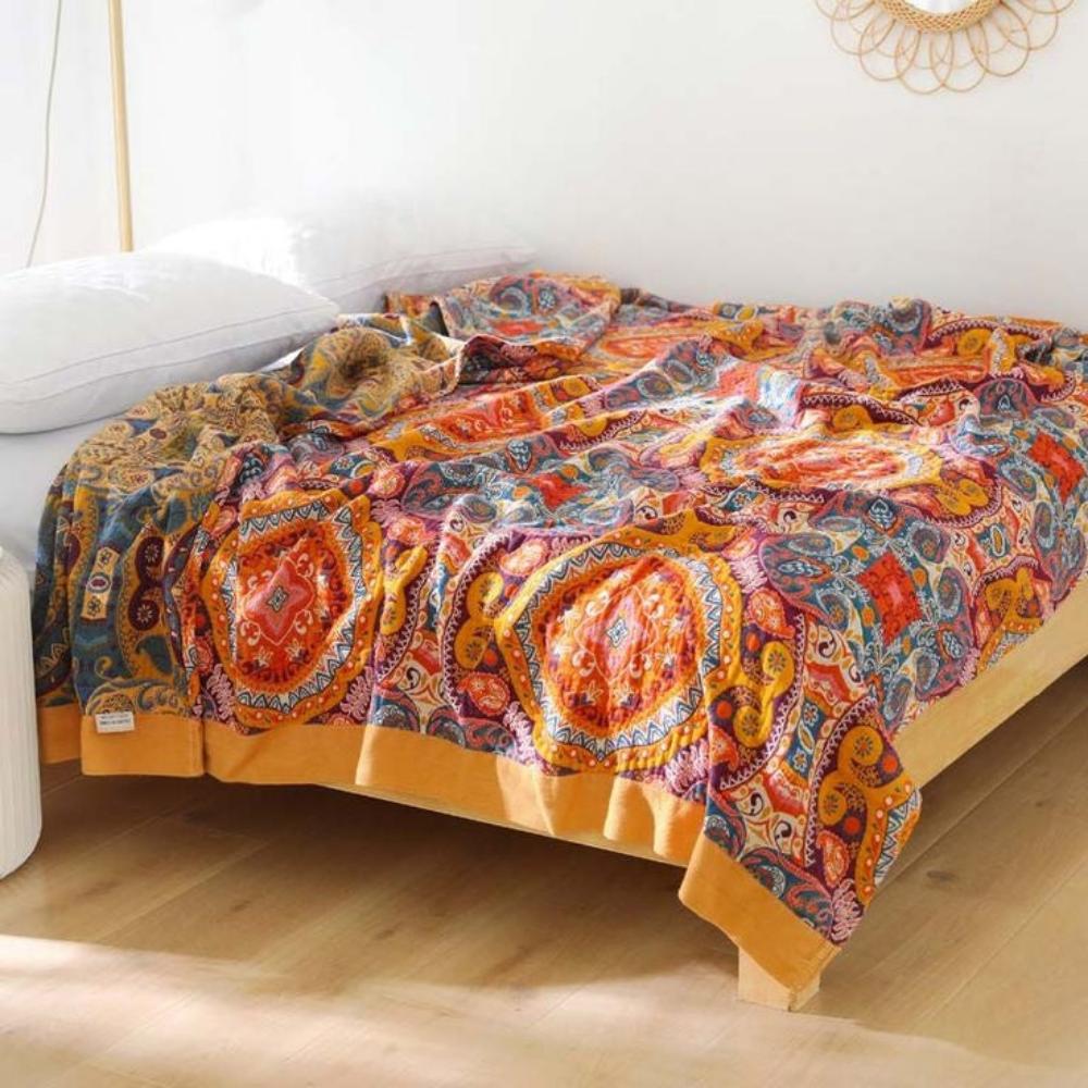 Boho Collection | Reversible Cooling Blanket with Moisture-Wicking Technology | Soft Cotton for Year-Round Comfort