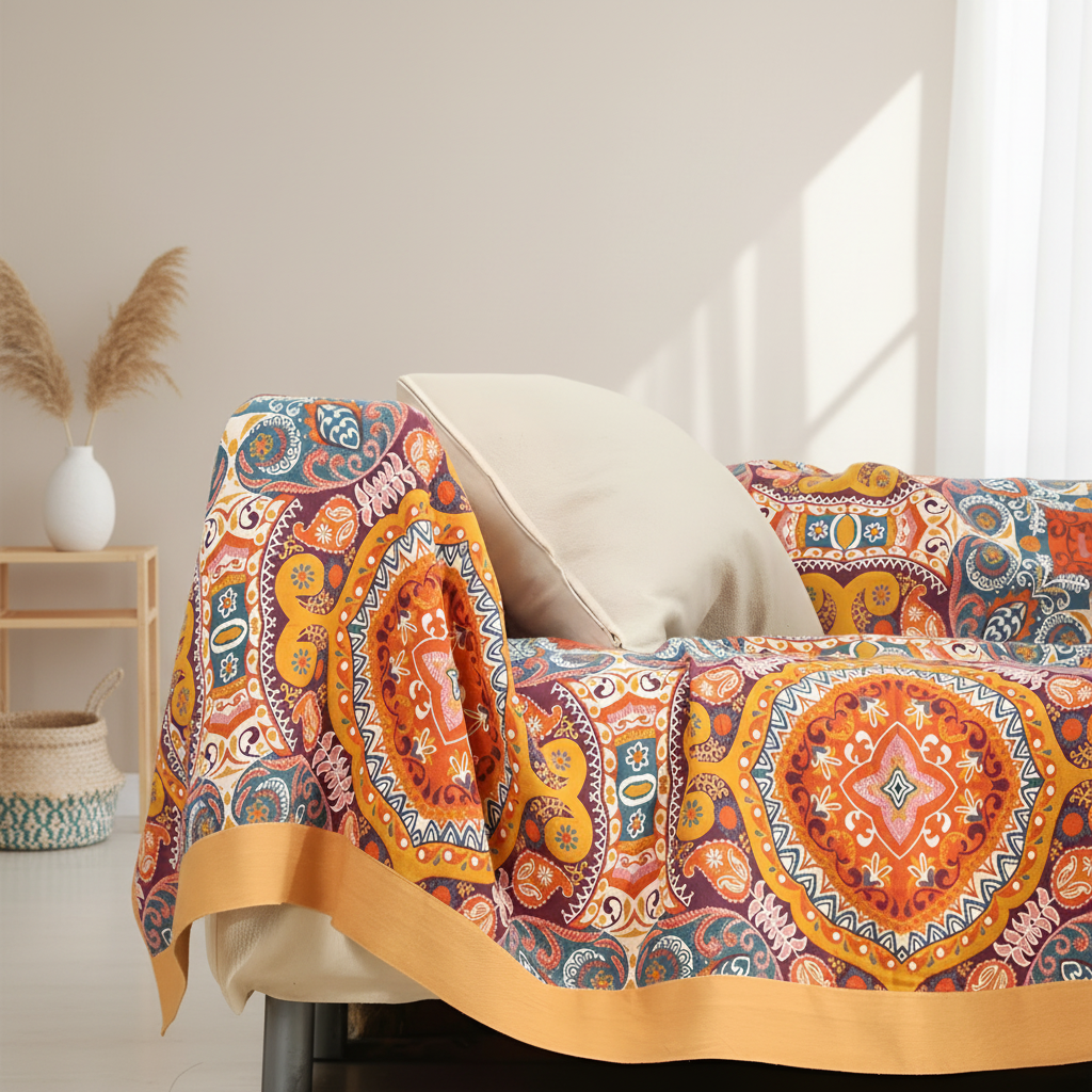 Boho Collection | Reversible Cooling Blanket with Moisture-Wicking Technology | Soft Cotton for Year-Round Comfort