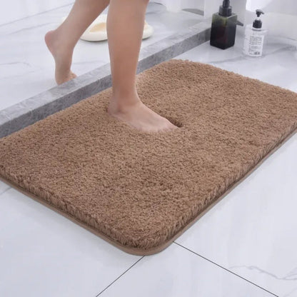 Microfiber Bath Mat Non-Slip Rubber Backing Quick Dry Soft Plush Bathroom Rug Floor Absorbent Water Wicking Shower Safe Machine Washable for