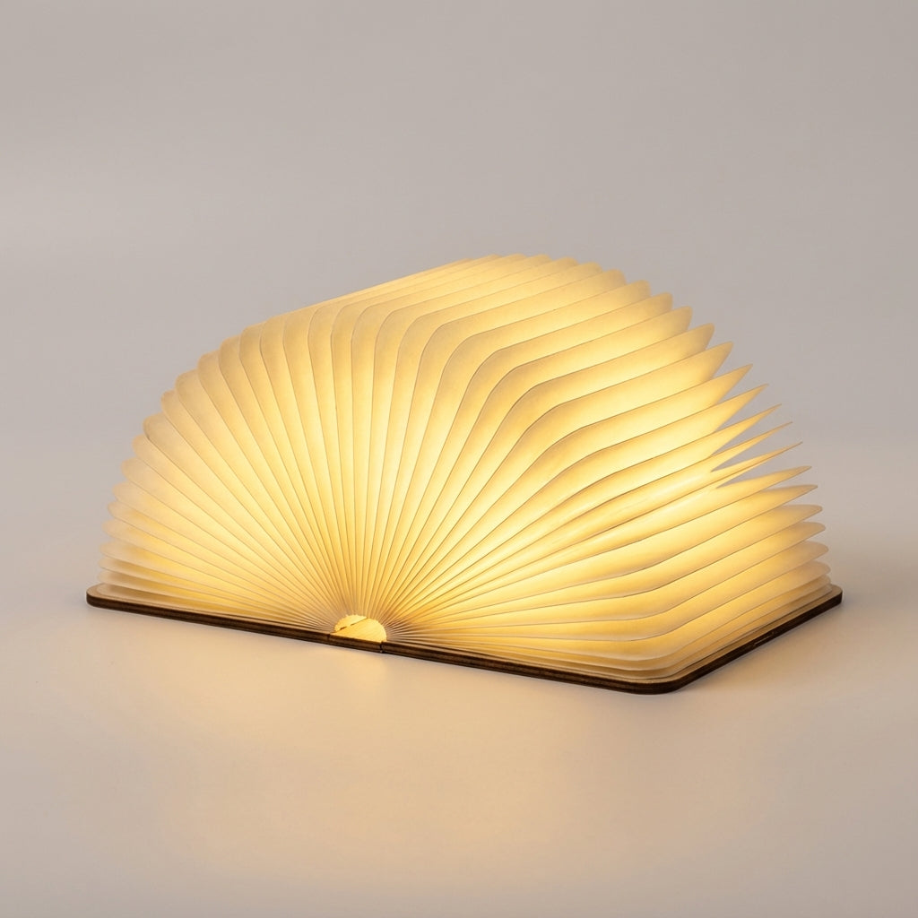 Folding Book Light Portable LED Accent Lamp Touch Dimmable USB Rechargeable for Nightstand Desk Bedside Decor Wood & Paper 8.7 × 6.7 × 1 Inc