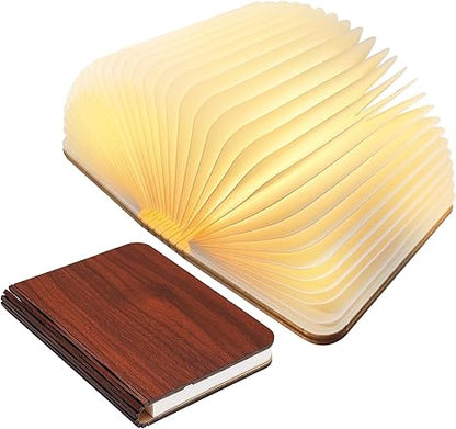 Folding Book Light Portable LED Accent Lamp Touch Dimmable USB Rechargeable for Nightstand Desk Bedside Decor Wood & Paper 8.7 × 6.7 × 1 Inc