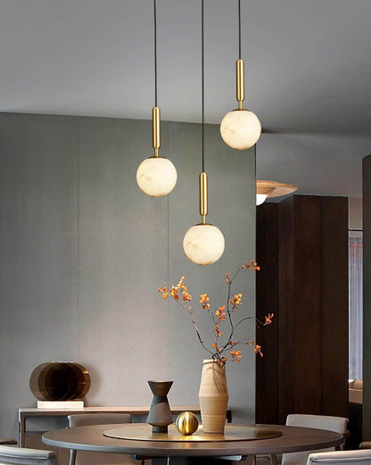 Brass & Stone Globe Ceiling Light 5-Inch for Kitchen Island Dining Room Warm Glow Task Lighting