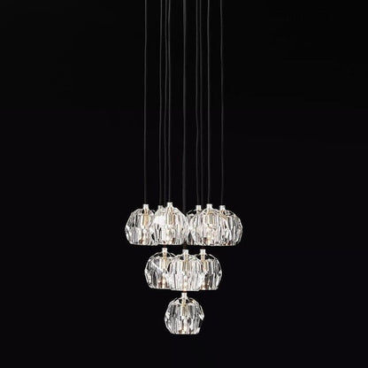 10-Light Crystal Globe Cluster Chandelier 14 Inch Dining Room Foyer Entryway Ceiling Fixture Adjustable Height Brass Nickel Black