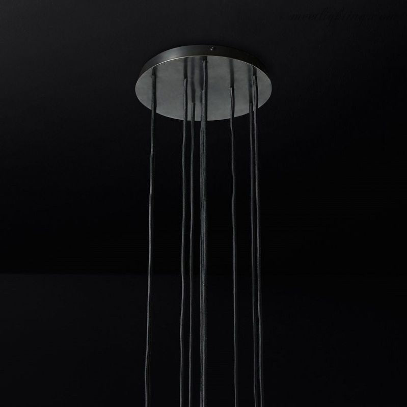 10-Light Crystal Globe Cluster Chandelier 14 Inch Dining Room Foyer Entryway Ceiling Fixture Adjustable Height Brass Nickel Black