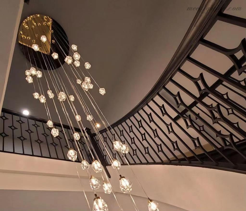 10-Light Crystal Globe Cluster Chandelier 14 Inch Dining Room Foyer Entryway Ceiling Fixture Adjustable Height Brass Nickel Black