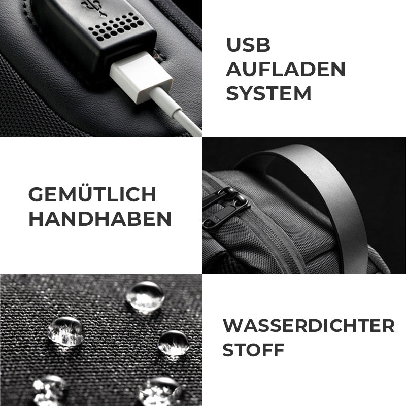 Ortekor Ortekor | Sac à bandoulière noir en matériau imperméable et fermeture antivol | Design élégant pour un usage quotidien