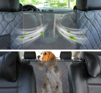 Housse de siège auto pour chien avec clips de sécurité et centre en filet | Conception écologique pour des voyages sécurisés