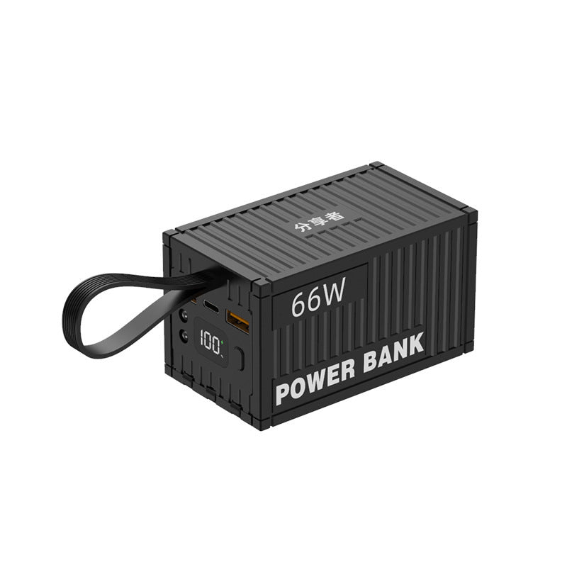 Batterie externe portable avec charge rapide 66W et design de conteneur unique pour une commodité optimale en déplacement