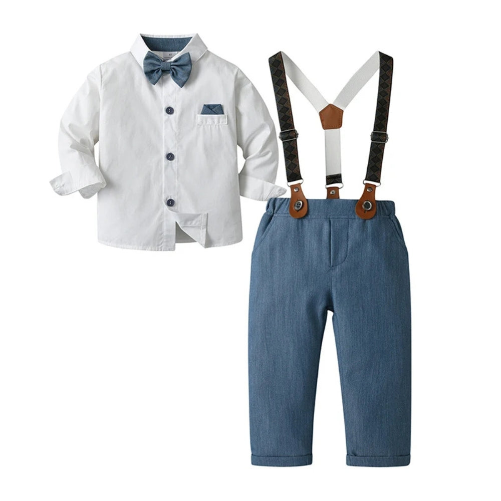 Boys Formal 3-Piece Suit Set with Shirt, Vest, Pants & Bow Tie for Weddings, Parties, Special Occasions | Toddler Kids Dress Outfit