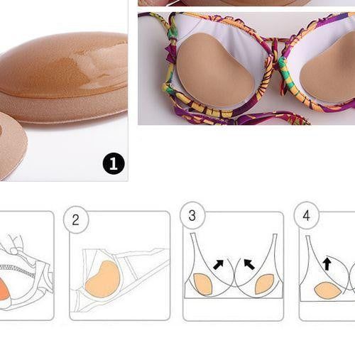Swimsuit Insert Pads with Adhesive Back for Bikini Tops & Bras | Waterproof Push-Up Foam Enhancers for Women | Reusable Breathable Cups