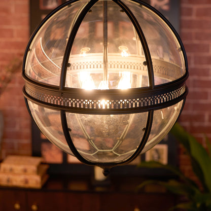 Plafonnier avec abat-jour en verre sphérique, douille E12, raccordement filaire, luminaire suspendu pour table de salle à manger, îlot de cuisine, coin-repas, style ferme moderne