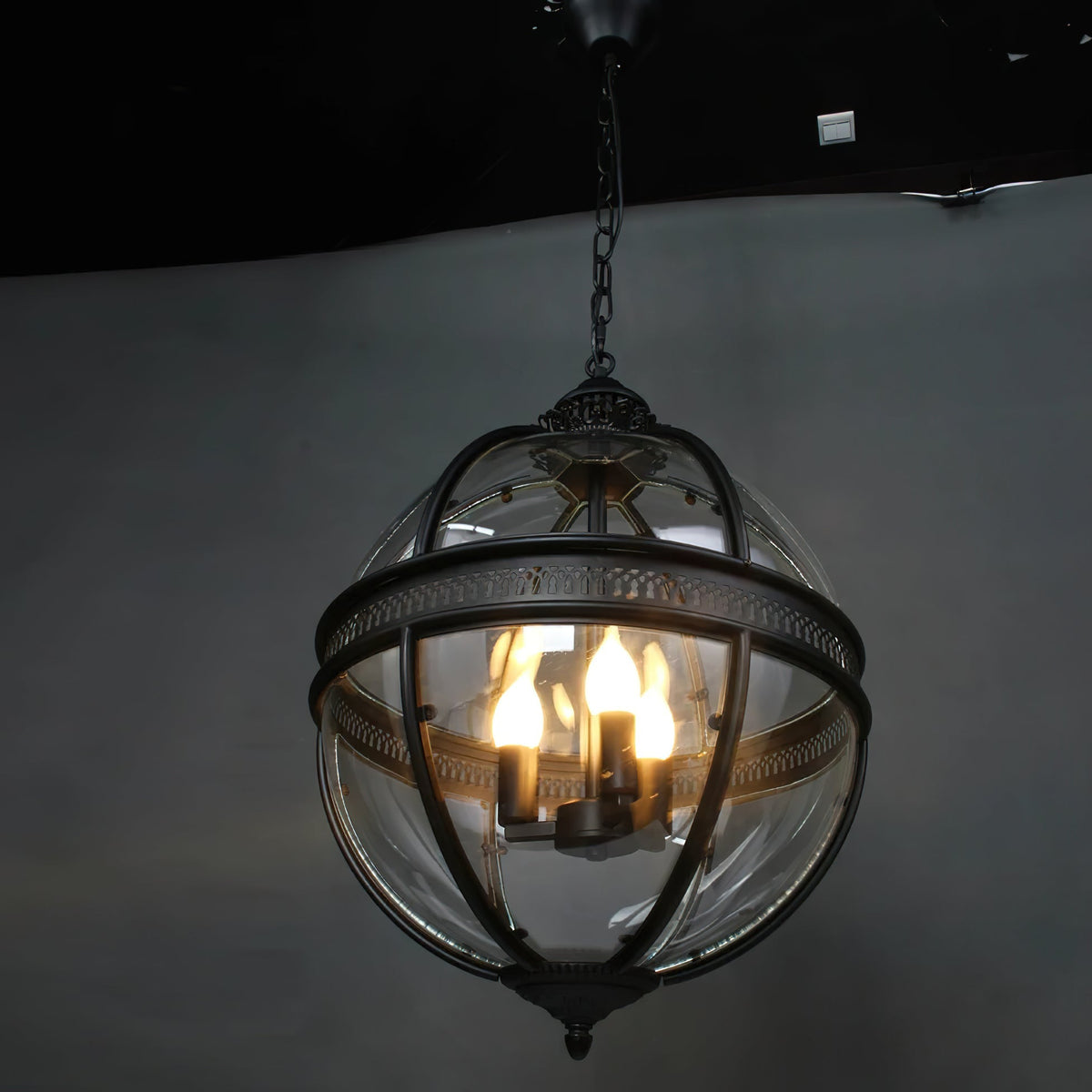 Plafonnier avec abat-jour en verre sphérique, douille E12, raccordement filaire, luminaire suspendu pour table de salle à manger, îlot de cuisine, coin-repas, style ferme moderne
