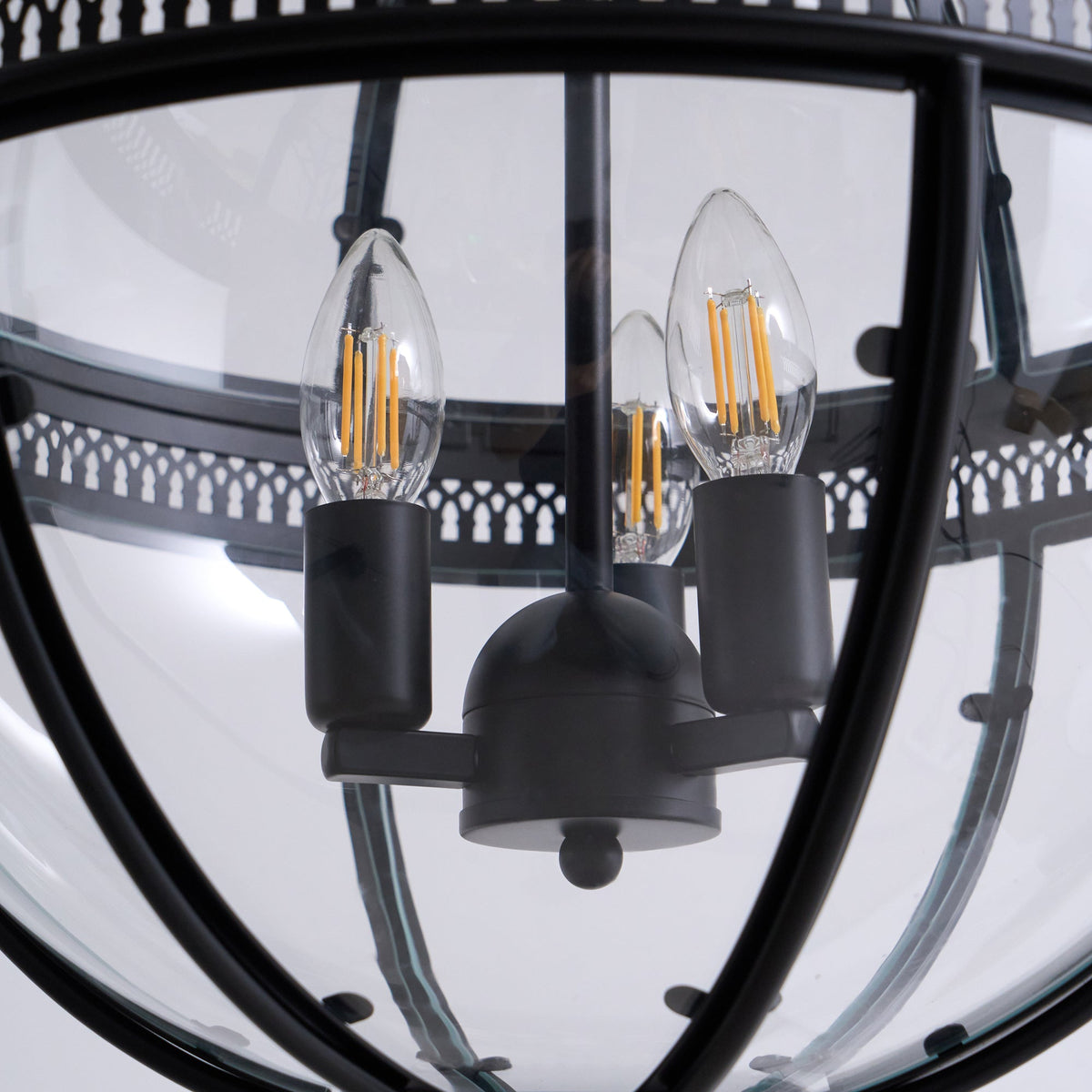 Plafonnier avec abat-jour en verre sphérique, douille E12, raccordement filaire, luminaire suspendu pour table de salle à manger, îlot de cuisine, coin-repas, style ferme moderne