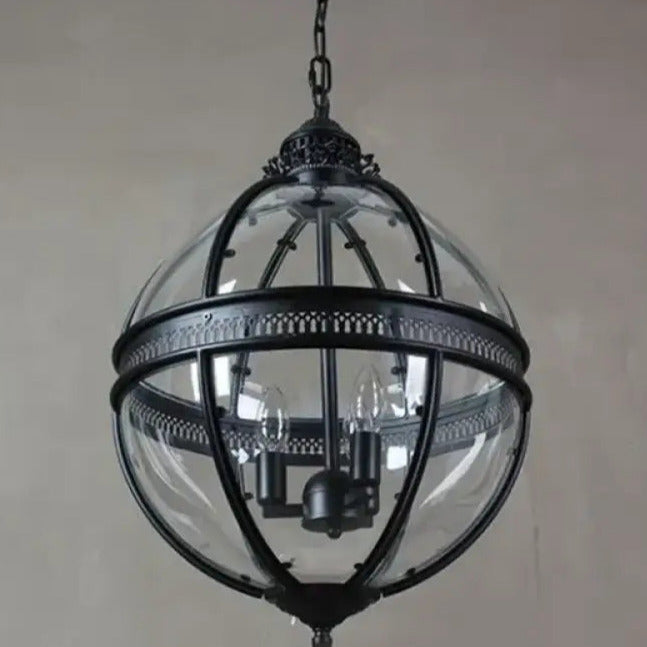 Plafonnier avec abat-jour en verre sphérique, douille E12, raccordement filaire, luminaire suspendu pour table de salle à manger, îlot de cuisine, coin-repas, style ferme moderne