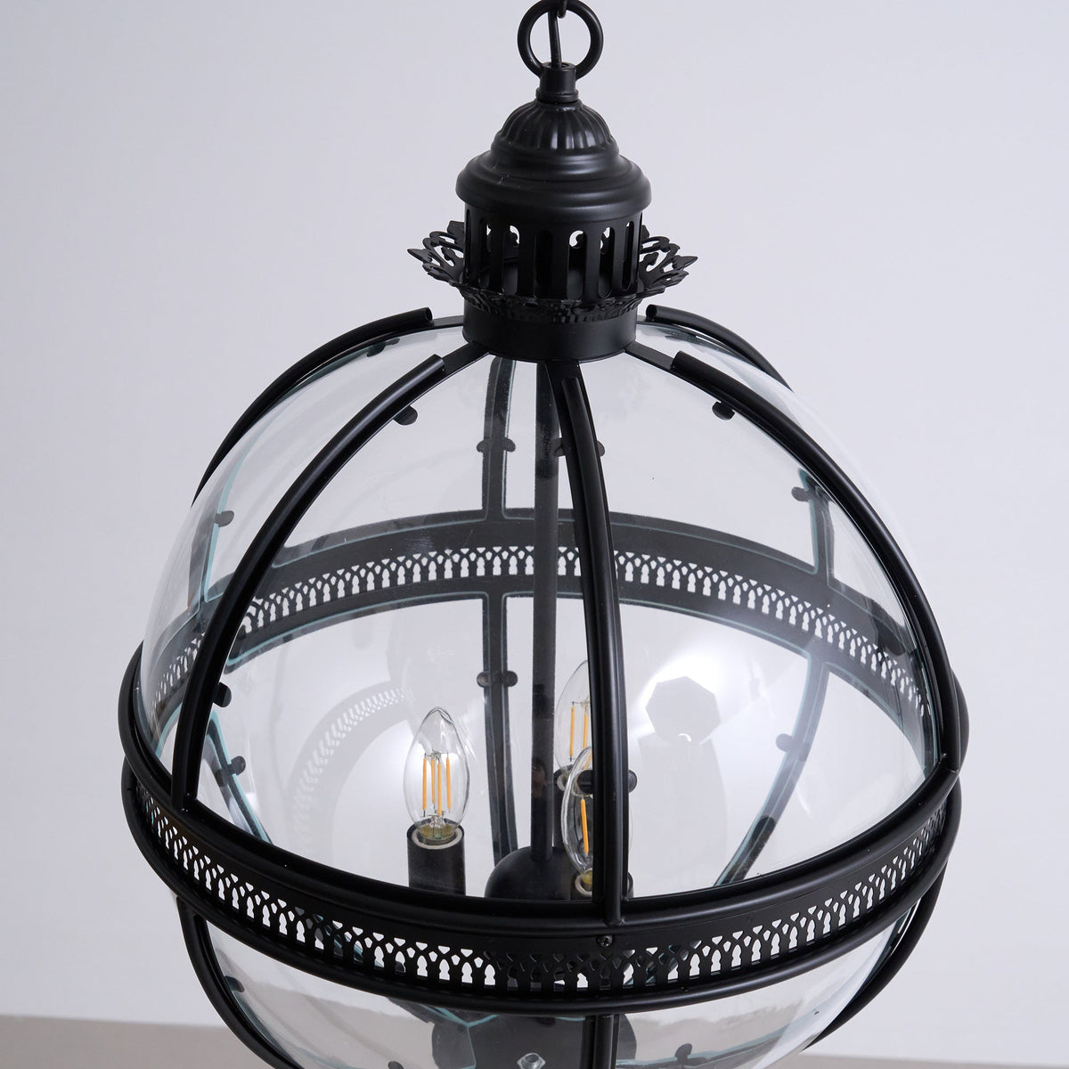 Plafonnier avec abat-jour en verre sphérique, douille E12, raccordement filaire, luminaire suspendu pour table de salle à manger, îlot de cuisine, coin-repas, style ferme moderne