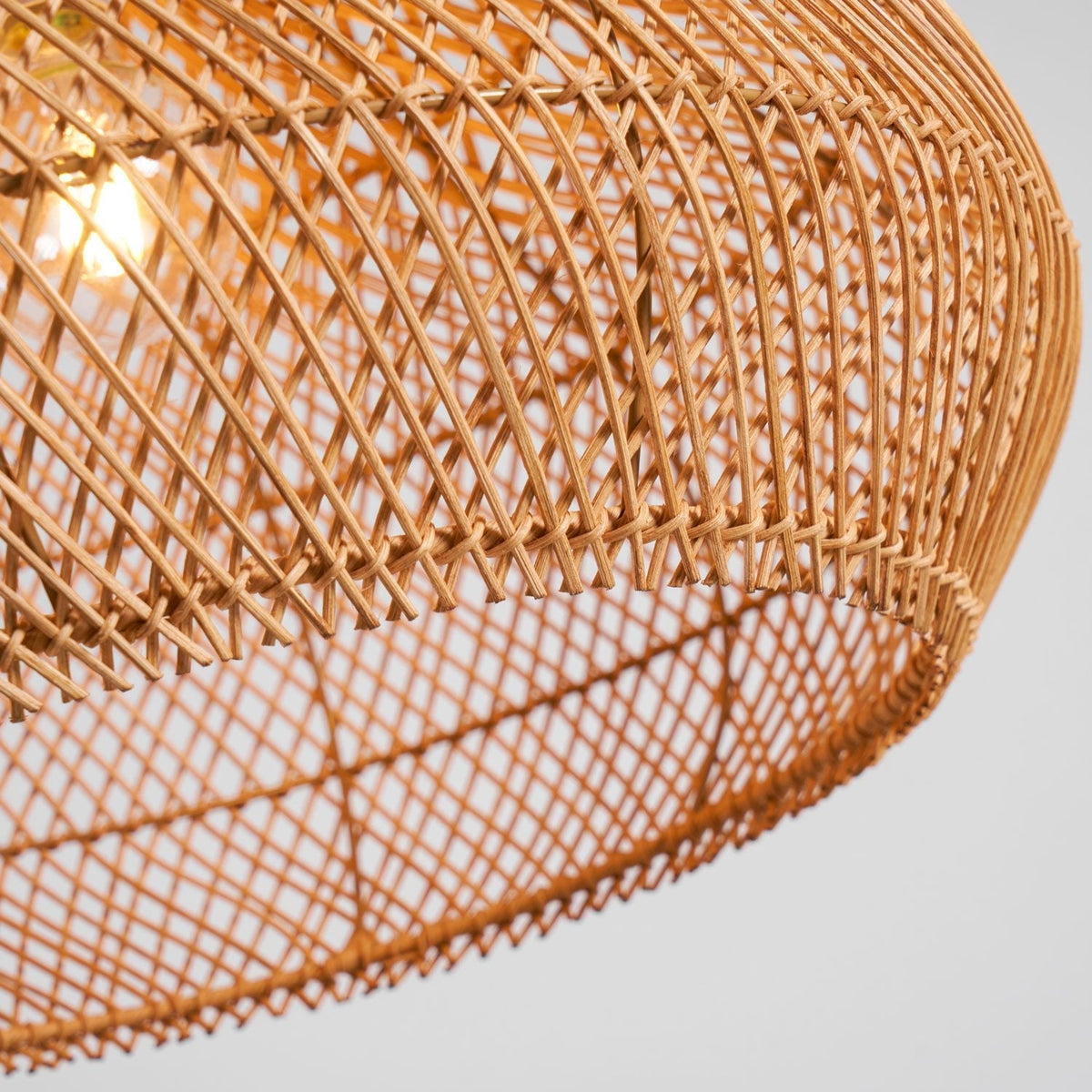 Handwoven Rattan Ceiling Light Fixture for Dining Room and Kitchen Island Over Table Adjustable Drop Natural Fiber Pendant Shade Wood Metal