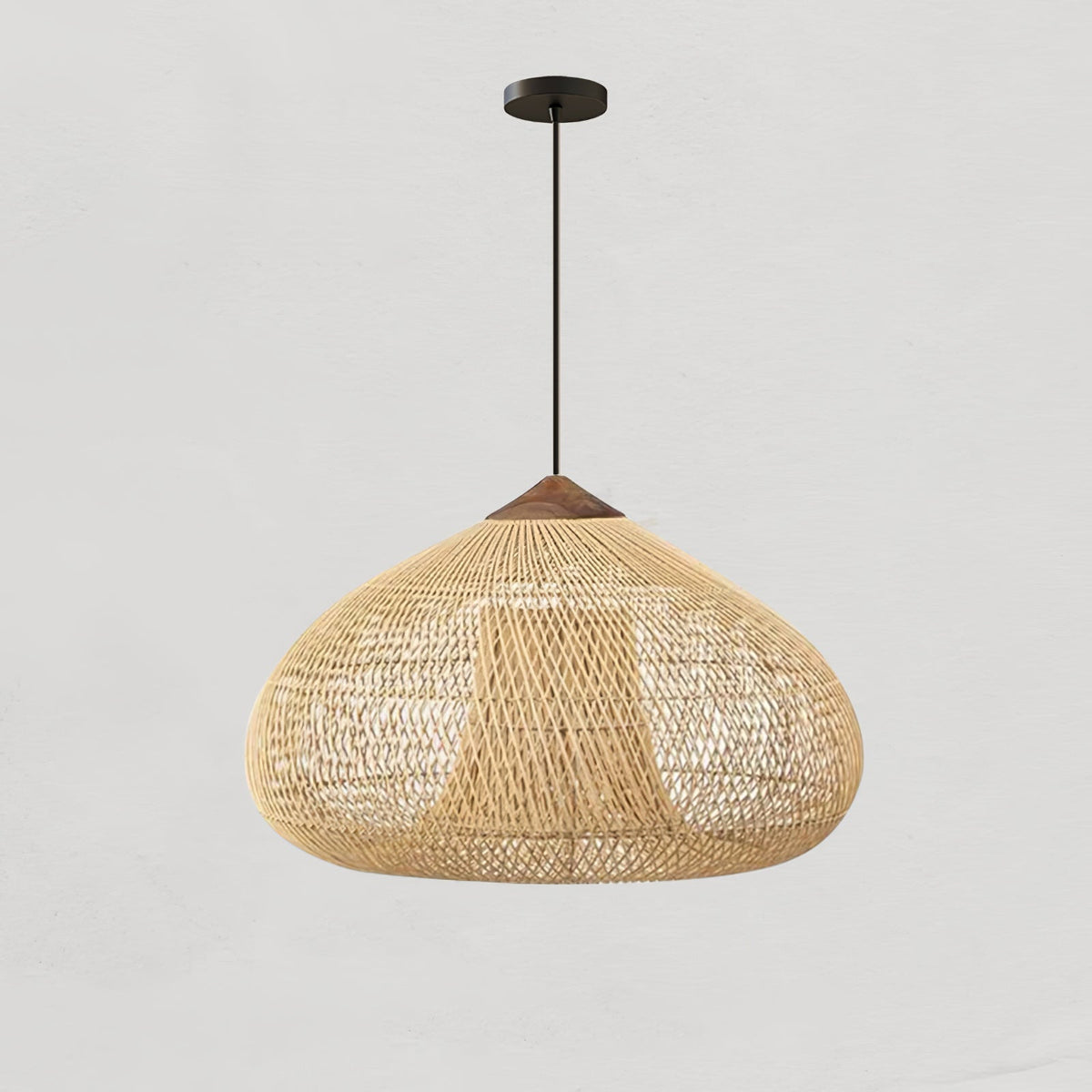 Handwoven Rattan Ceiling Light Fixture for Dining Room and Kitchen Island Over Table Adjustable Drop Natural Fiber Pendant Shade Wood Metal