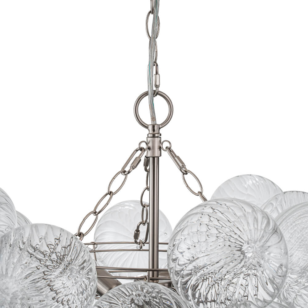 Multi-Globe Textured Glass Ceiling Fixture with Adjustable Chain Hardwired Dimmable Lighting for Dining Room Entryway Bedroom