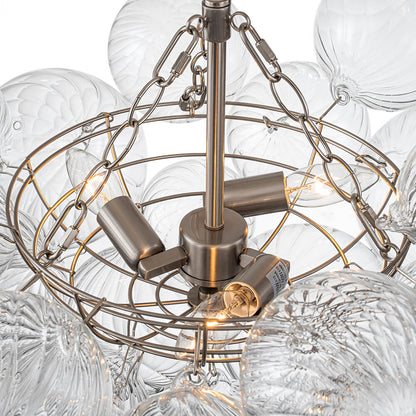 Multi-Globe Textured Glass Ceiling Fixture with Adjustable Chain Hardwired Dimmable Lighting for Dining Room Entryway Bedroom