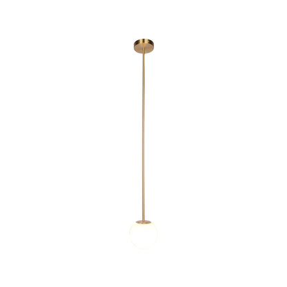 Frosted Globe Ceiling Light Brass Finish for Dining Room Bedroom Hallway Modern Suspended Fixture Soft Diffused Glow LED Compatible