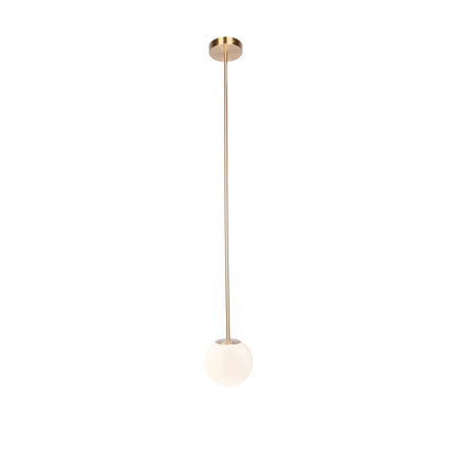 Frosted Globe Ceiling Light Brass Finish for Dining Room Bedroom Hallway Modern Suspended Fixture Soft Diffused Glow LED Compatible
