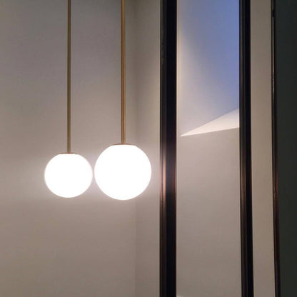 Frosted Globe Ceiling Light Brass Finish for Dining Room Bedroom Hallway Modern Suspended Fixture Soft Diffused Glow LED Compatible