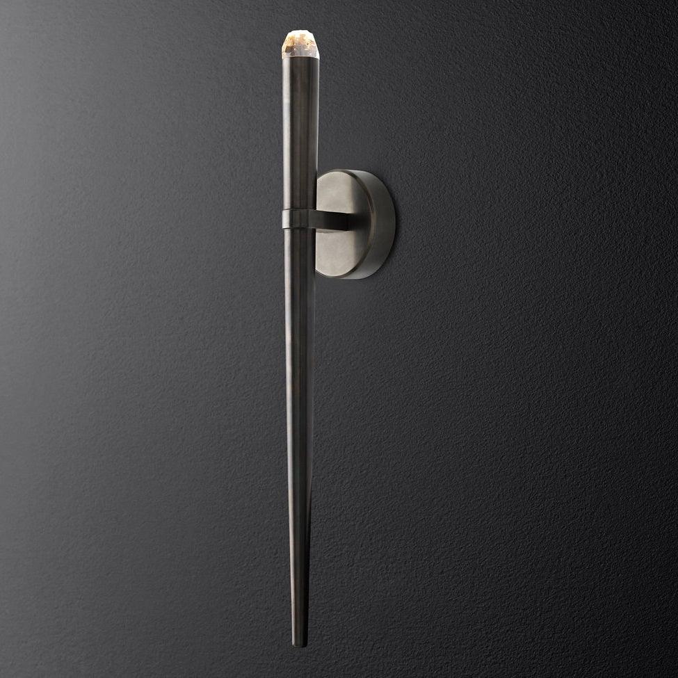 Applique murale LED conique en laiton, 15 po, liseuse verticale, éclairage de chevet et de couloir, luminaire moderne minimaliste en métal pour chambre à coucher