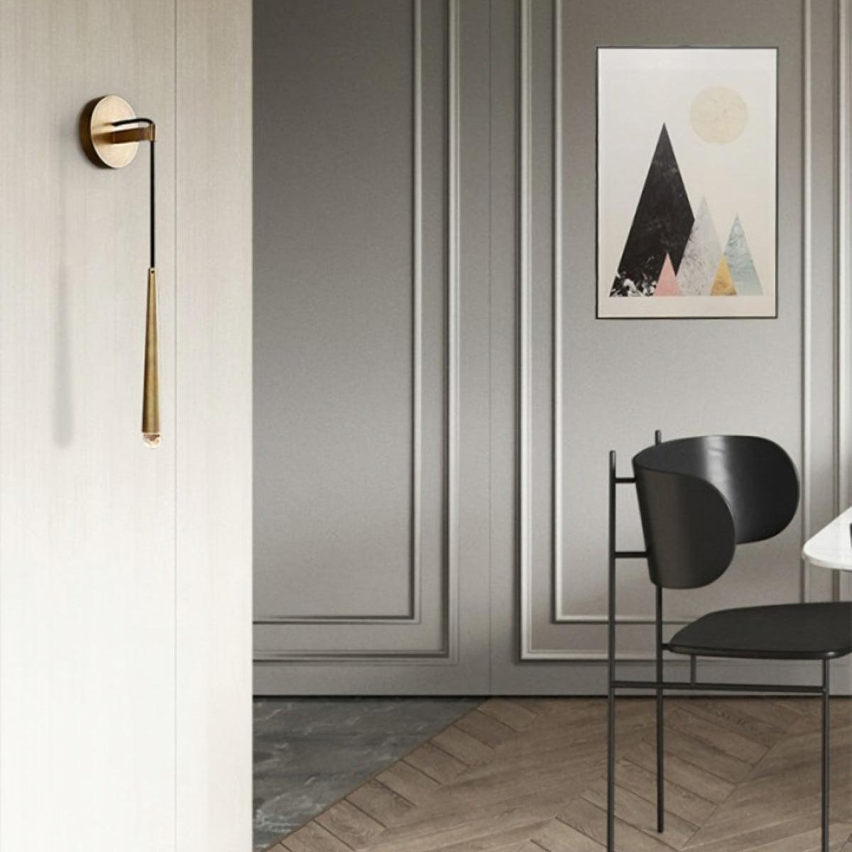Applique murale LED conique en laiton, 15 po, liseuse verticale, éclairage de chevet et de couloir, luminaire moderne minimaliste en métal pour chambre à coucher