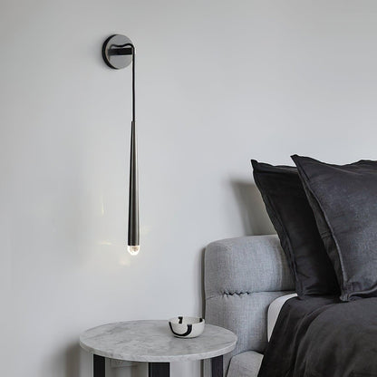 Applique murale LED conique en laiton, 15 po, liseuse verticale, éclairage de chevet et de couloir, luminaire moderne minimaliste en métal pour chambre à coucher