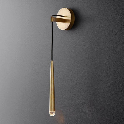 Applique murale LED conique en laiton, 15 po, liseuse verticale, éclairage de chevet et de couloir, luminaire moderne minimaliste en métal pour chambre à coucher