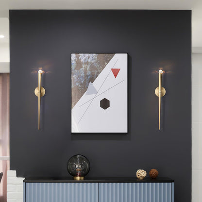 Applique murale LED conique en laiton, 15 po, liseuse verticale, éclairage de chevet et de couloir, luminaire moderne minimaliste en métal pour chambre à coucher