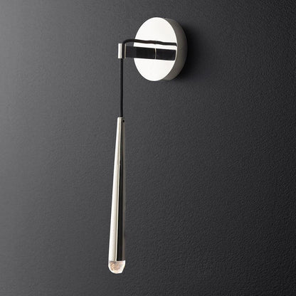 Applique murale LED conique en laiton, 15 po, liseuse verticale, éclairage de chevet et de couloir, luminaire moderne minimaliste en métal pour chambre à coucher