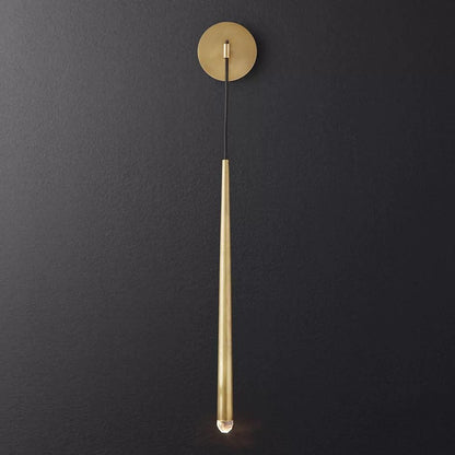 Applique murale LED conique en laiton, 15 po, liseuse verticale, éclairage de chevet et de couloir, luminaire moderne minimaliste en métal pour chambre à coucher