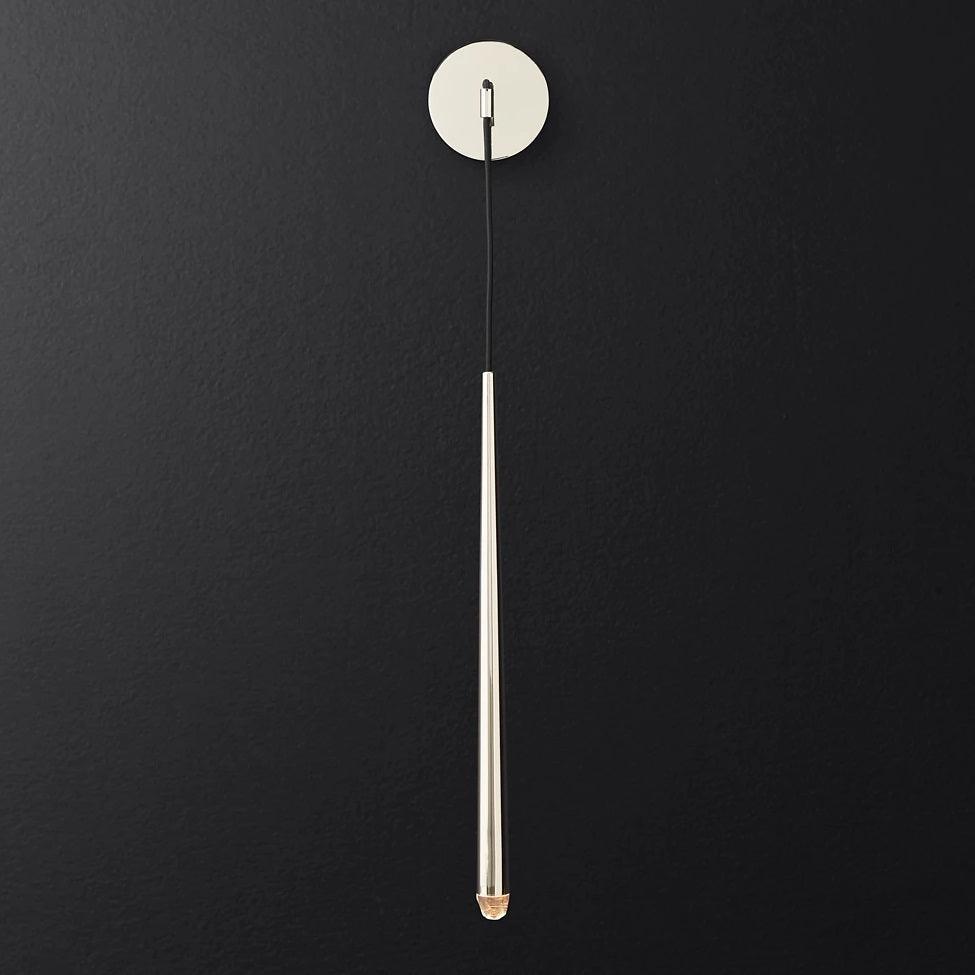 Applique murale LED conique en laiton, 15 po, liseuse verticale, éclairage de chevet et de couloir, luminaire moderne minimaliste en métal pour chambre à coucher