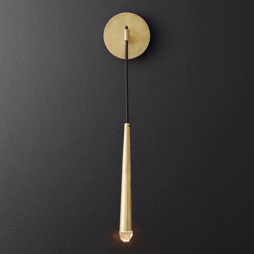 Applique murale LED conique en laiton, 15 po, liseuse verticale, éclairage de chevet et de couloir, luminaire moderne minimaliste en métal pour chambre à coucher