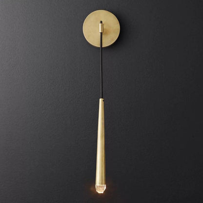 Applique murale LED conique en laiton, 15 po, liseuse verticale, éclairage de chevet et de couloir, luminaire moderne minimaliste en métal pour chambre à coucher