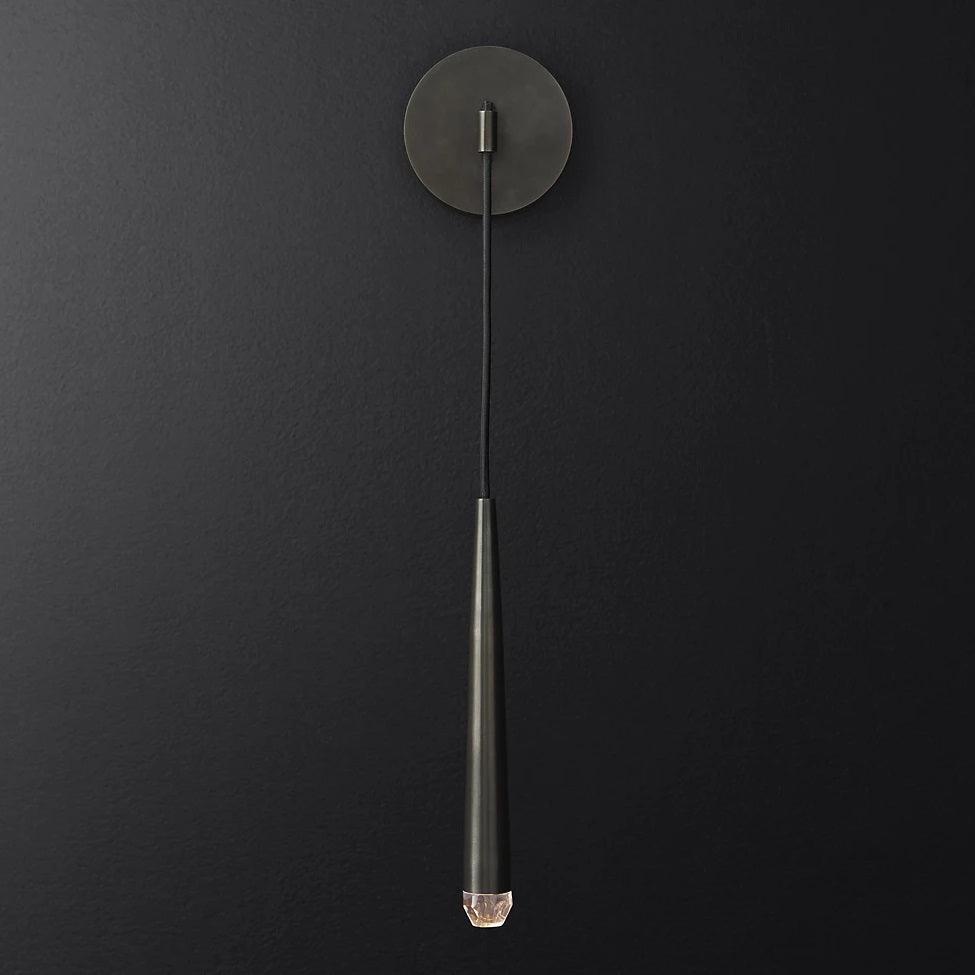 Applique murale LED conique en laiton, 15 po, liseuse verticale, éclairage de chevet et de couloir, luminaire moderne minimaliste en métal pour chambre à coucher