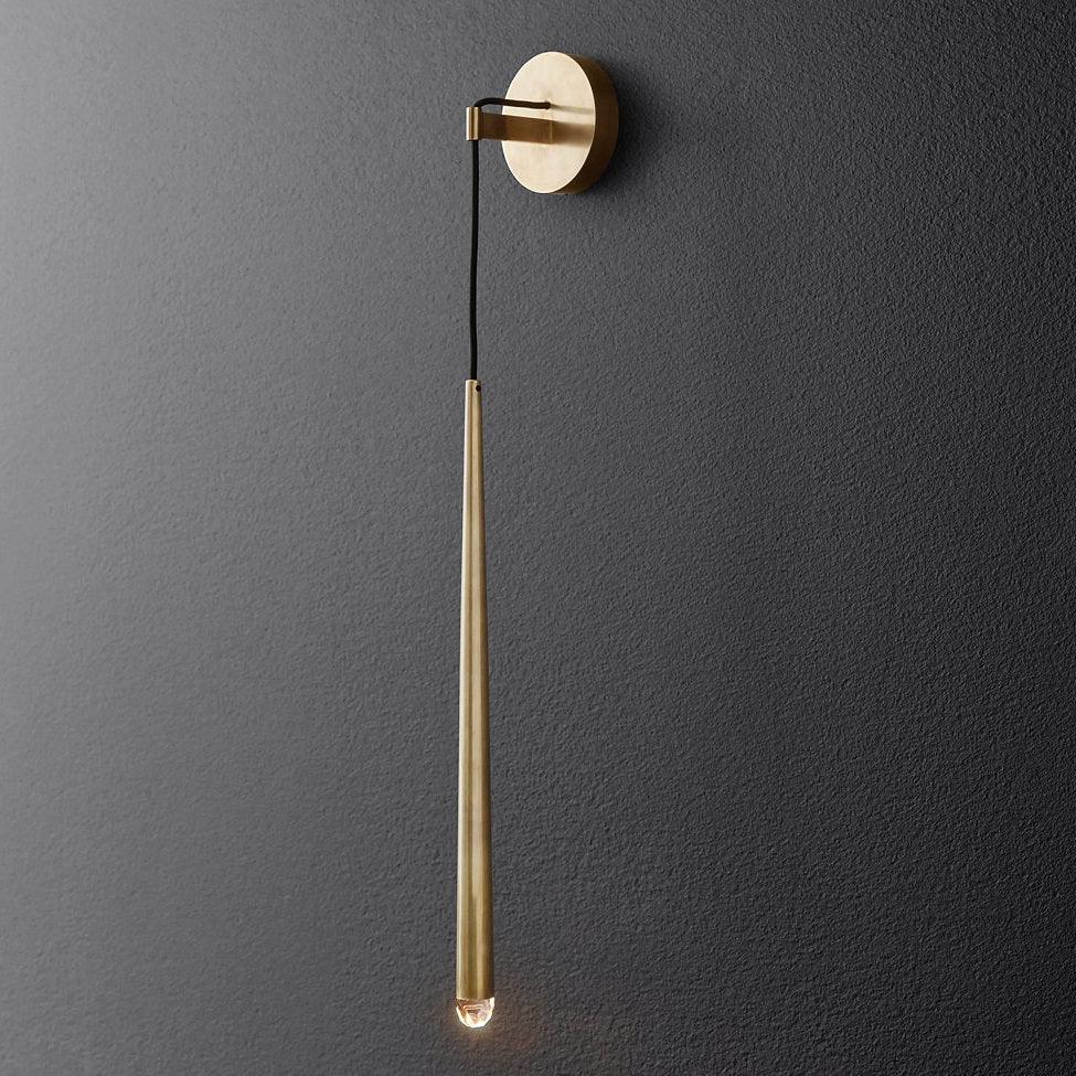 Applique murale LED conique en laiton, 15 po, liseuse verticale, éclairage de chevet et de couloir, luminaire moderne minimaliste en métal pour chambre à coucher