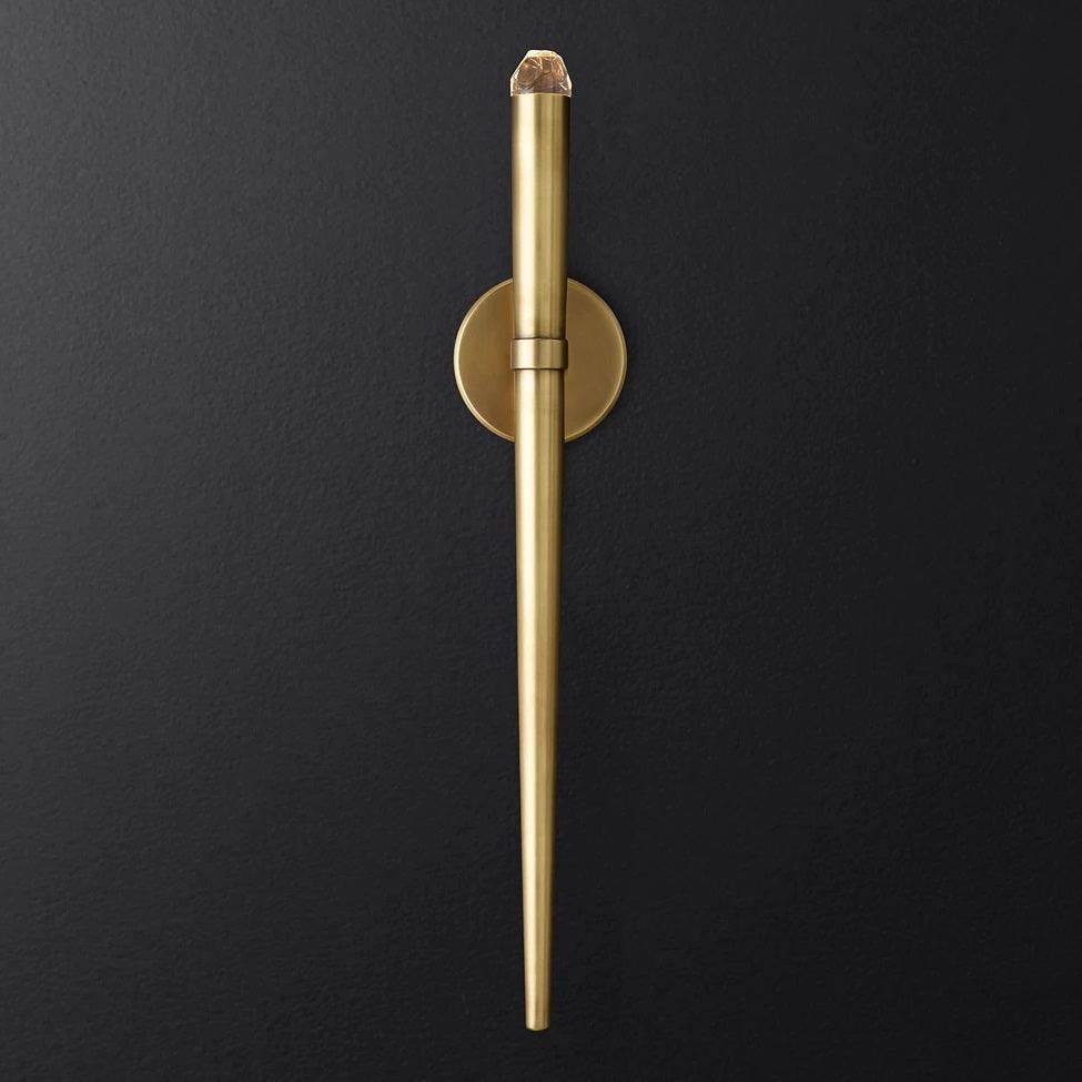 Applique murale LED conique en laiton, 15 po, liseuse verticale, éclairage de chevet et de couloir, luminaire moderne minimaliste en métal pour chambre à coucher