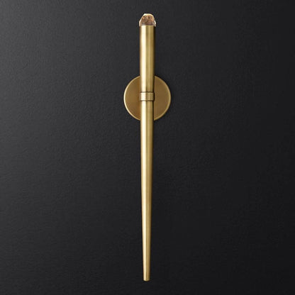 Applique murale LED conique en laiton, 15 po, liseuse verticale, éclairage de chevet et de couloir, luminaire moderne minimaliste en métal pour chambre à coucher