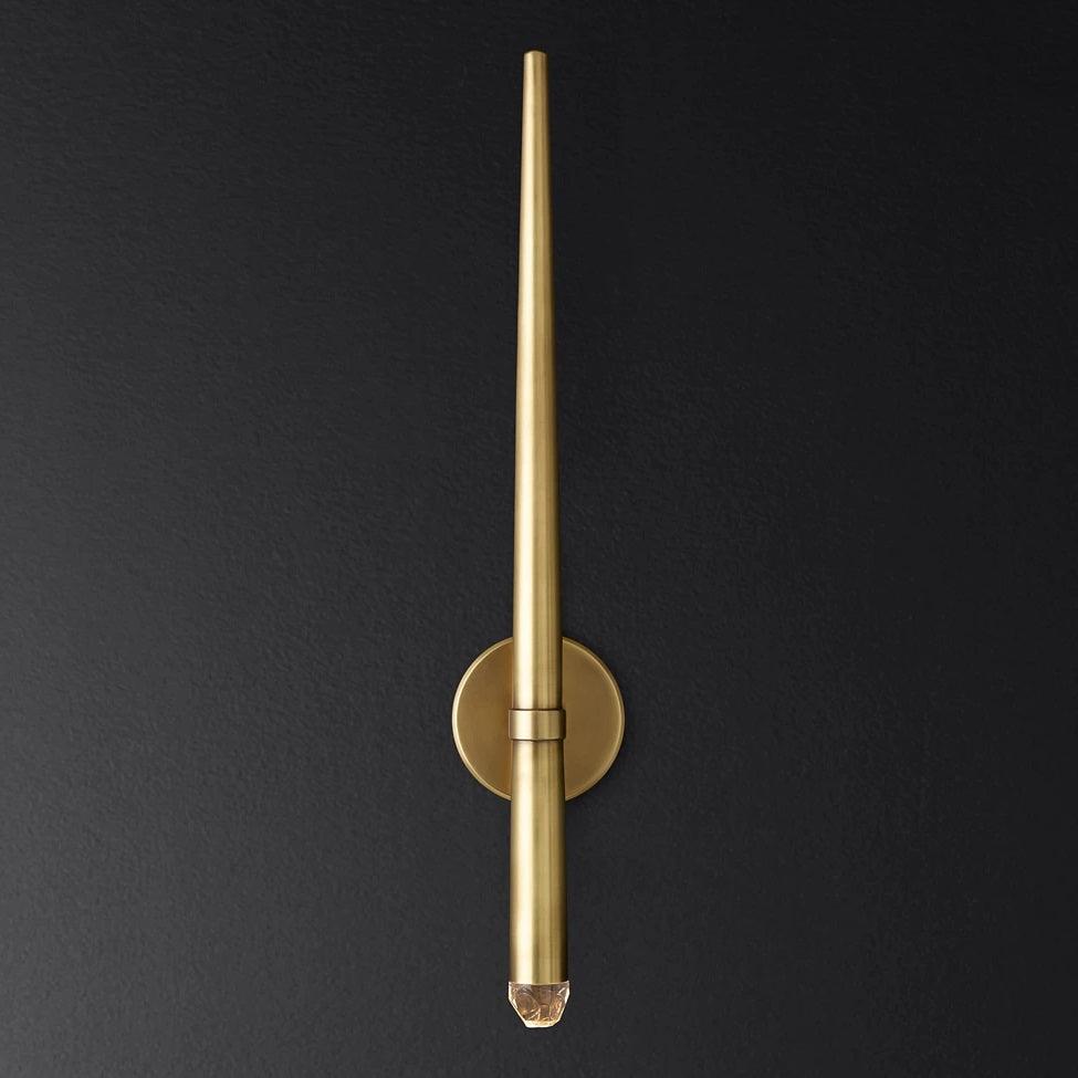 Applique murale LED conique en laiton, 15 po, liseuse verticale, éclairage de chevet et de couloir, luminaire moderne minimaliste en métal pour chambre à coucher